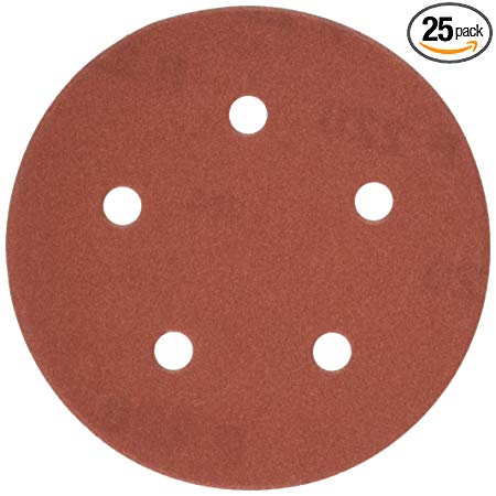 PORTER-CABLE 735502225 5-Inch 5-Hole Hook and Loop 220 Grit Sanding Discs (25-Pack)