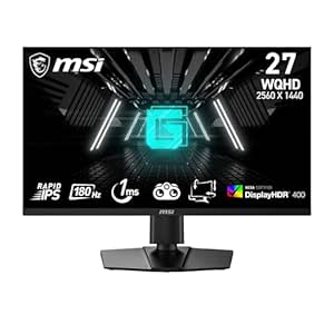 MSI G274QPF E2 27 Inch WQHD Gaming Monitor - 2560 x 1440 Rapid IPS Panel, 180 Hz / 1ms, 119% sRGB Colour Gamut, Display HDR 400, Adjustable Stand - DP 1.4a, HDMI 2.0b, USB Type-C