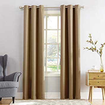 Sun Zero Easton Blackout Energy Efficient Grommet Curtain Panel, 40" x 63", Taupe