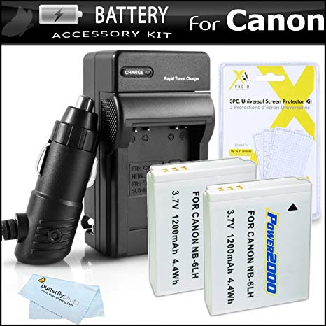 2 Pack of Replacement Batteries For Canon NB-6L   Charger For Canon Powershot SX540 HS, SX530 HS, SX710 HS, SX610 HS, SX700 HS, SX600 HS, SX500 IS, SX510 HS SX520 HS SX170 IS S120 Digital Camera