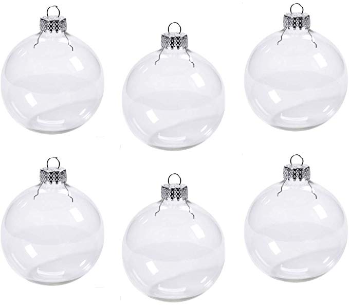 glasburg 80mm Clear Glass Ball Christmas Ornaments Set of 6