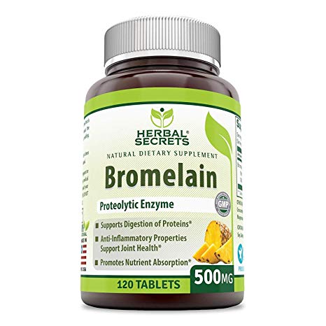 Herbal Secrets Bromelain 500 Mg 120 Tablets (Non-GMO)- Proteolytic Enzyme* Anti-Inflammatory Properties* Support Joint Health* Promotes Nutrient Absorption*