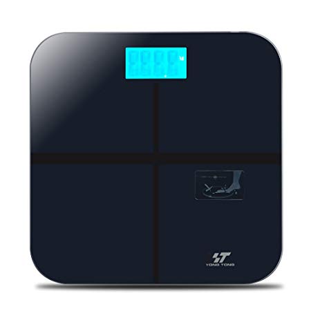 Yongtong Bath Scale, Digital LCD Backlit Display Body Scales, Tempered Glass Platform Weight, 400 Lbs/180kg Capacity, Step-On Technology High Accuracy Sensor, 2 x AAA Batteries Included (Blue)