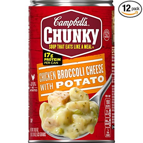 Campbell's Chunky Soup, Chicken Broccoli Cheese with Potato, 18.8 Ounce (Pack of 12)