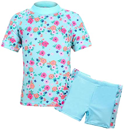 TFJH E Girls Swimsuit UPF 50  UV Kids Two Piece Swimwear Sunsuit 2-6 Years