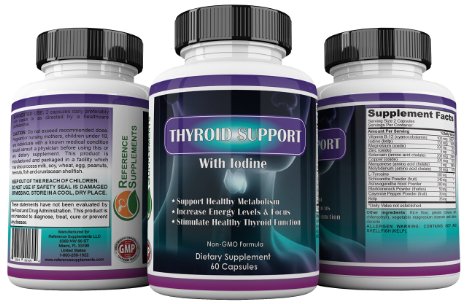 Thyroid Support Supplement ★ Complex, Effective, Natural Vegetarian Blend for Weight Loss, Hypothyroidism, Energy With Iodine, Bladderwrack, L-Tyrosine, Ashwaganda & More ★ USA Made ★ 100% Guarantee