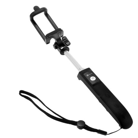 iClever Portable Self-portrait Monopod Extendable Selfie Stick built-in Bluetooth Remote, Black