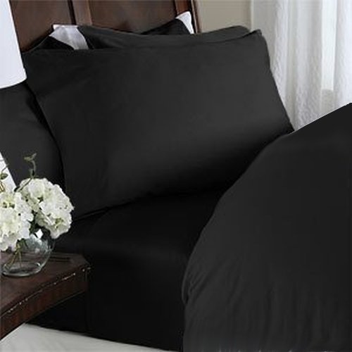 Elegant Comfort® 1500 Thread Count Egyptian Quality 2pcs PILLOW CASES - ALL SIZES AND COLORS, Queen, Black