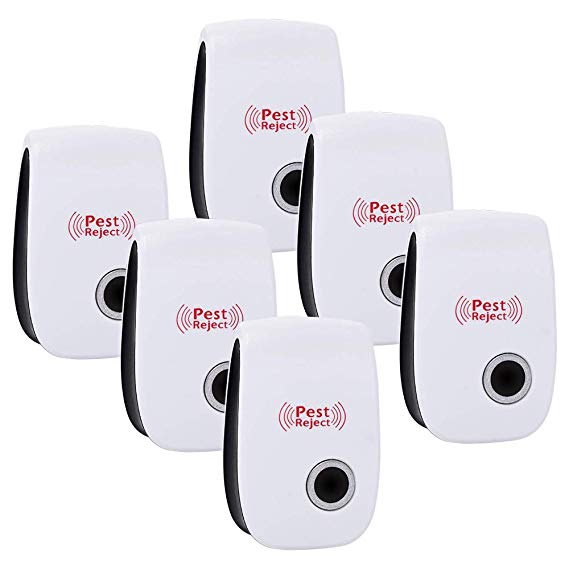 Bocianelli Ultrasonic Pest Repeller 6 Packs, Electronic Plug in Pest Control Indoor for Bug and Rodent Mice Insects Ant Mosquito Spider Roach, Non-Toxic, Child and Pets Safe