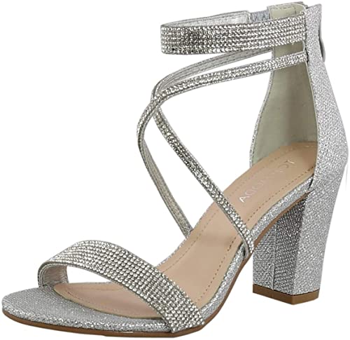 Women's Formal Rhinestone High Heel Sandal Ankle Strap