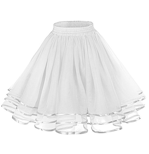 LaceLady Women's Vintage Petticoat Tutu Underskirt Crinoline Dance Slip With Belt
