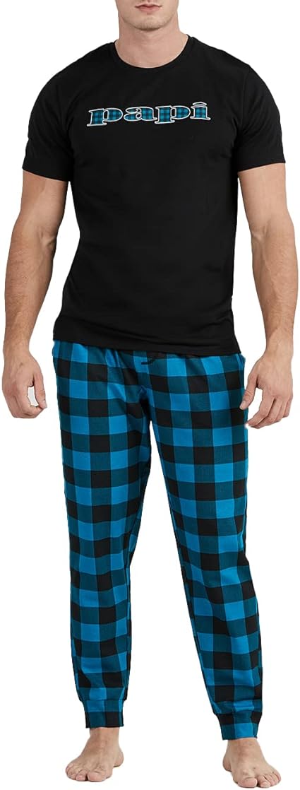 papi Pajamas Short Sleeve Top and Long Pj Bottoms Lounge Pants Boys Men Loungewear Set