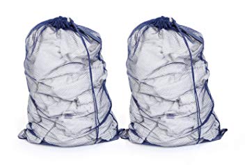 PRO-MART DAZZ Small Mesh Laundry Bag with Handle, Blue - 2 Pack