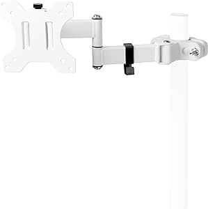 VIVO Steel Universal Full Motion Pole Mount Monitor Arm with Removable 75mm and 100mm VESA Plate, Fits 17 to 32 inch Screens, White, MOUNT-POLE01AW