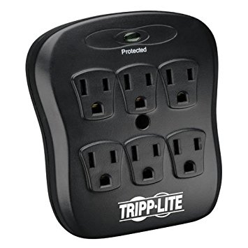 Tripp Lite 6 Outlet Surge Protector/Suppressor, Wall Mount Direct Plug-in, Black, & $10K INSURANCE (SK6-0B)