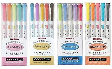 Zebra Mildliner Highlighter Pen Set, 20 Pastel Color Set (Japan Import)