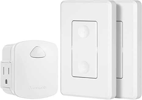 DEWENWILS Wireless Remote Wall Switch and Outlet, No Wiring Remote Control Outlet Light Switch, Expandable, 15A/1875W, 100ft RF Range, Compact Side Plug, ETL Listed (2 Switches and 1 Receiver)