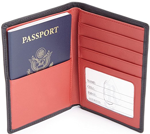 Royce Leather RFID Blocking Bifold Passport Currency Travel Wallet in Genuine Leather