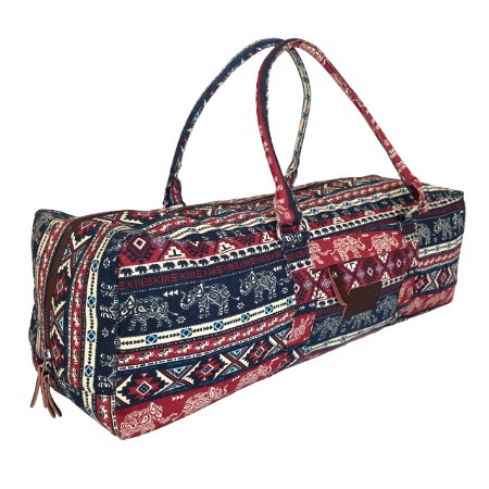 Yoga Mat Duffle Bag Patterned Canvas with Pocket and Zipper