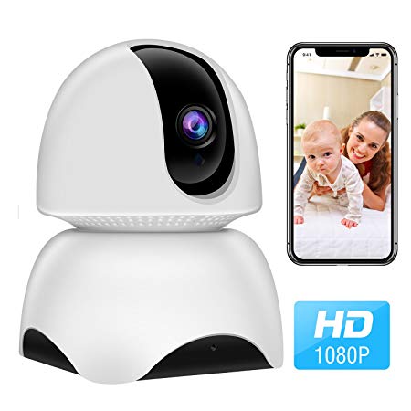 Wireless Security Camera, 1080P WiFi IP Home Security Surveillance Camera for Pet/Nanny/Elder/Baby Monitor with Pan/Tilt/Zoom, Two Way Audio, Night Vision and Motion Detection with iOS/Android App