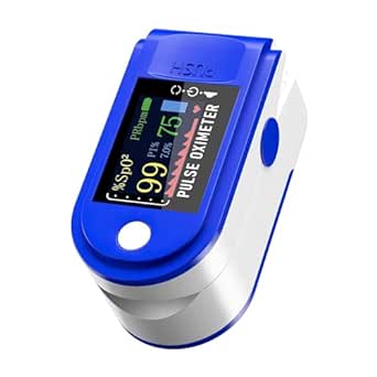 Latest Pulse Oximeter Fingertip LED Screen, Blood Oxygen Saturation Monitor Fingertip, Blood Oxygen Meter Finger Oximeter Finger with Pulse, O2 Monitor - Blue (2 AAA batteries included)