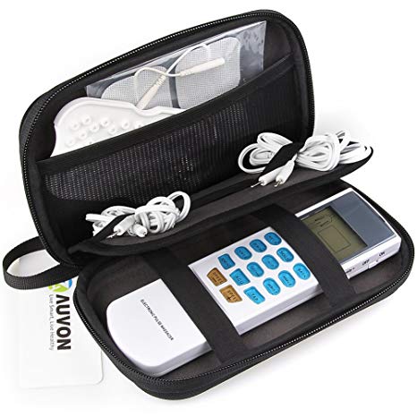 AUVON TENS Unit Case for HealthmateForever YK15AB TENS Machine, Portable Hard Travel Case with Hand Strap (Shockproof, Dustproof, Water Resistant and Lightweight)