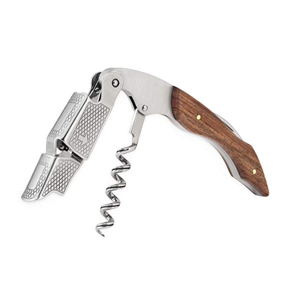 Sommelier Rosewood Waiters Corkscrew - Professional All in One Bottle Opener and Foil Cutter