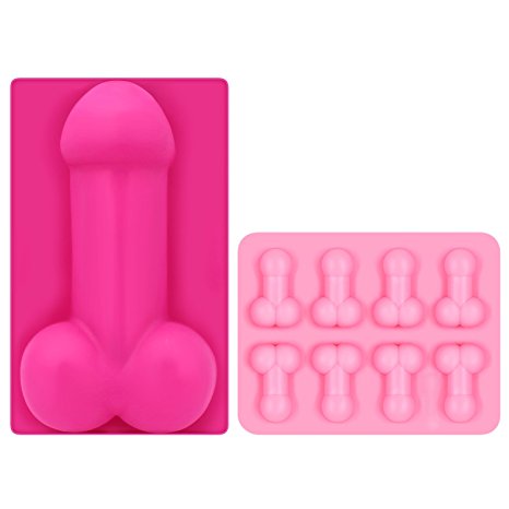 Zaker Bachelorette Birthday Party Silicone Penis Molds, Small & Large Cake Bread Pastry Chocolate Jelly Silicone Mold Hilarious Funny Loaf Pan(2 Pack)