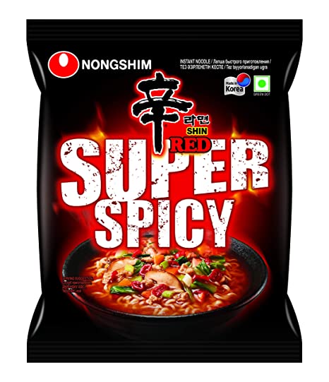 Nongshim Ramyun Korean Style Super Spicy Noodle Soup Instant Noodles (Pack of 5)