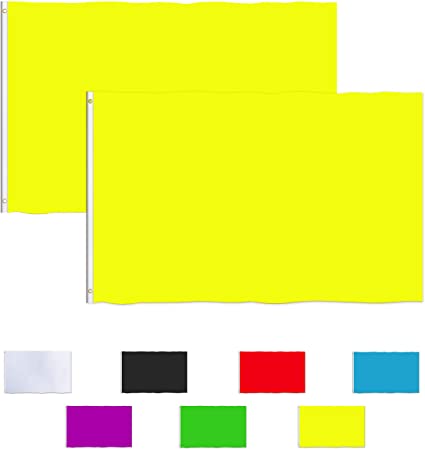 Consummate Solid Yellow Flag 3x5 Foot Plain Yellow Flags Banner Polyester with Brass Grommets,2 Pack