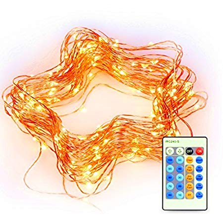 LED String Lights (36ft) with 200 LEDs, 1byone Twinkle Lights Copper Wire Lights With Wireless IR Remote Control Decoration String Light for Christmas and Thanksgiving Day