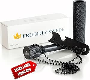 The Friendly Swede XXL Feuerstahl - Extrem Starker Funkenflug - Feuerstein für Outdoor, Survival, Bushcraft (XL)