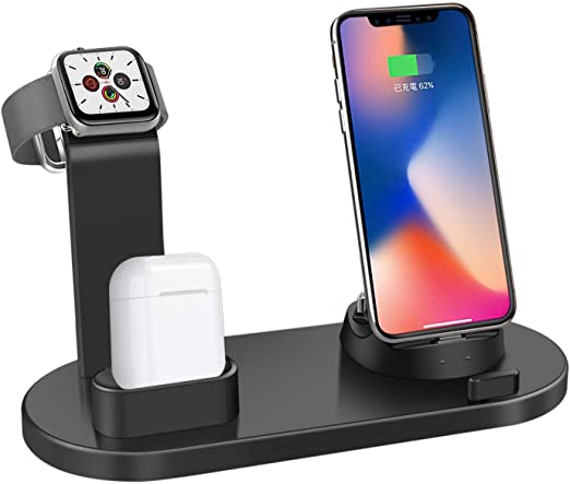 Wireless Charger for Apple Watch, ATETION 3 in 1 Charging Stand Compatible with iWatch Series 5/4/3/2/1, Compatible for AirPods and iPhone 11/Xs/X Max/XR/X/8/8Plus/7/7 Plus /6S Plus