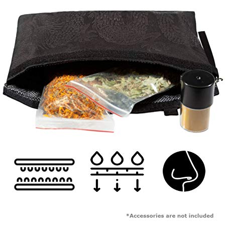 Smell Proof Bags - Secret Stash Container Dog Tested | Charcoal Bags for Odor | Odor Proof Bag Herb Keeper | Scent Proof Bag | Pipe Pouch | Smell Eliminator for Herbs Coffee Tea | Water Tight Storage