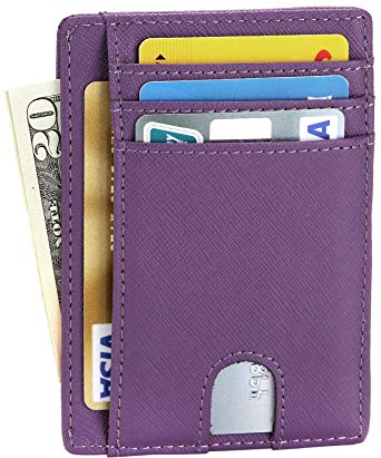 EKCIRXT Slim RFID Blocking Card Holder Minimalist Leather Front Pocket Wallet for Men or Women
