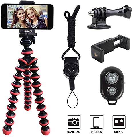 Phone Tripod, Linkcool Octopus Tripod with Wireless Remote Phone Holder Mount Use as iPhone Tripod, Cell Phone Tripod, Camera Tripod, Travel Tripod,Tabletop Tripod for iPhone Gopro