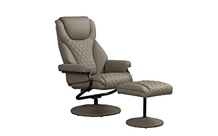 Office Swivel Chair with Footstool, Faux Leather Reclining Executive and Gaming Chairs (Brown)