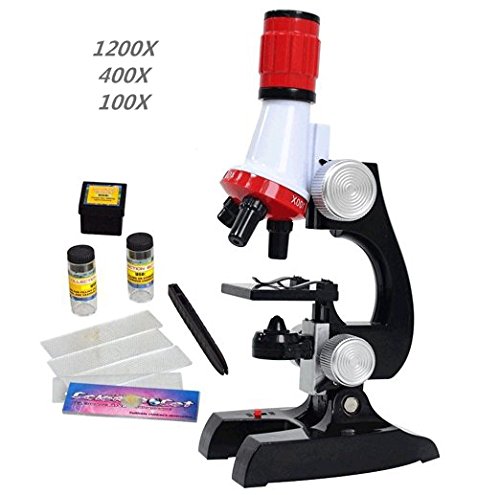 BIBNice Kids Microscope Science Kits with LED 100X, 400x, and 1200x Magnification
