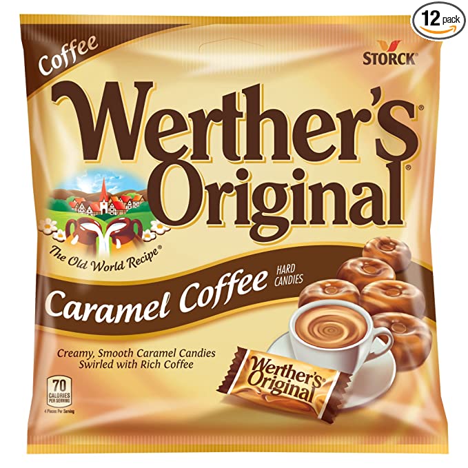 Werther's Original Hard Carmel Coffee Candy, 2.65 Oz Bags (Pack of 12)