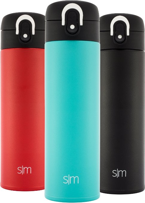 Simple Modern Vacuum Insulated 16oz Kona Travel Mug - Stainless Steel Tea Coffee Cup - Powder Coated Hot Cold Thermos - Canteen Water Bottle - Caribbean Blue