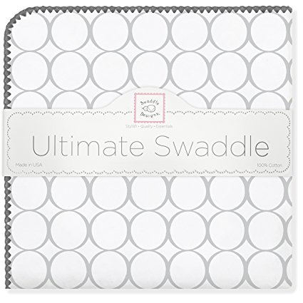 SwaddleDesigns Ultimate Receiving Blanket, Mod Circles, Sterling