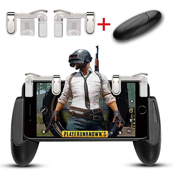 Mobile Game Controller, Aimus Sensitive Aim Triggers Game Grip Joystick Compatible PUBG/Fortnite/ Knives Out/Rules Survival, Gamepad iPhone, Samsung Android Smart Phones (Clear)