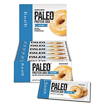 Paleo Protein Bar, Glazed Donut, Pack of 24 (12 x 2 cases), 2.12 oz (60g)