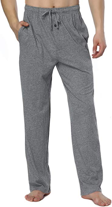 RENZER Men's Sleep Pants 100% Cotton Knit Sleep Lounge Long Wear