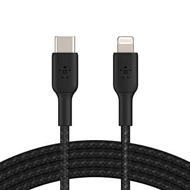 Belkin Apple Certified Lightning to Type C Cable, Tough Unbreakable Braided Fast Charging for iPhone, iPad, Air Pods, 6.6 feet (2 Meters) – Black (CAA004bt2MBK)