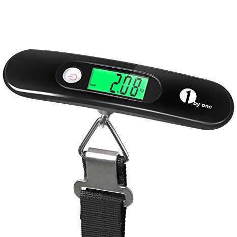 1byone Digital Portable Luggage Scale with Backlit LCD Display, Auto Off & Tare Function, 110lb Capacity, Black