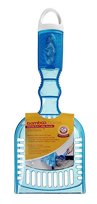 Arm & Hammer Deluxe 2-in-1 Litter Scoop with 12 Waste Bags, Colors Vary