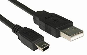 Rhinocables USB 2.0 A Male to Mini B 5 pin Data Cable Lead black 50cm, 1m, 1.8m, 3m, 5m Lengths (1m)
