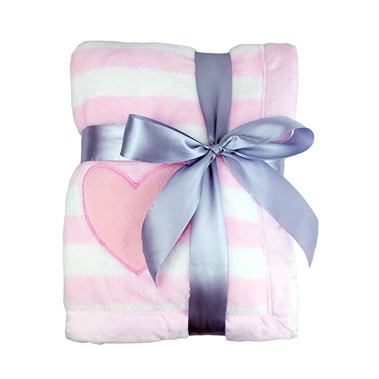 Thick Kids Fleece Blanket, 30"x39" Plush Flannel Throw for Girls /Boys, Extra Soft /Warm /Cozy, Anti-pilling, Reversible& Easy Care (Pink Heart)