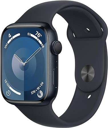 Apple Watch Series 9 [GPS 45mm] Smartwatch with Midnight Aluminum Case with Midnight Sport Band M/L. Fitness Tracker, Blood Oxygen & ECG Apps, Always-On Retina Display (Renewed)